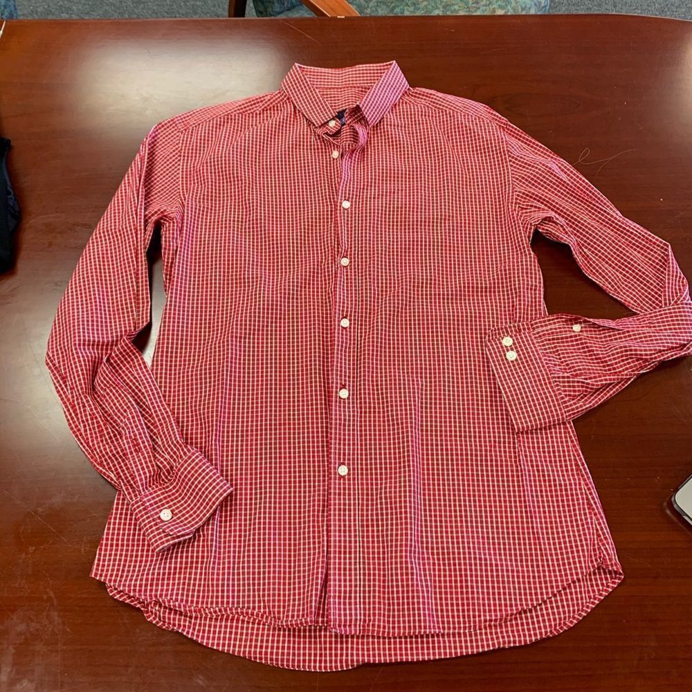 Pose London Red Checked Button Down sz M